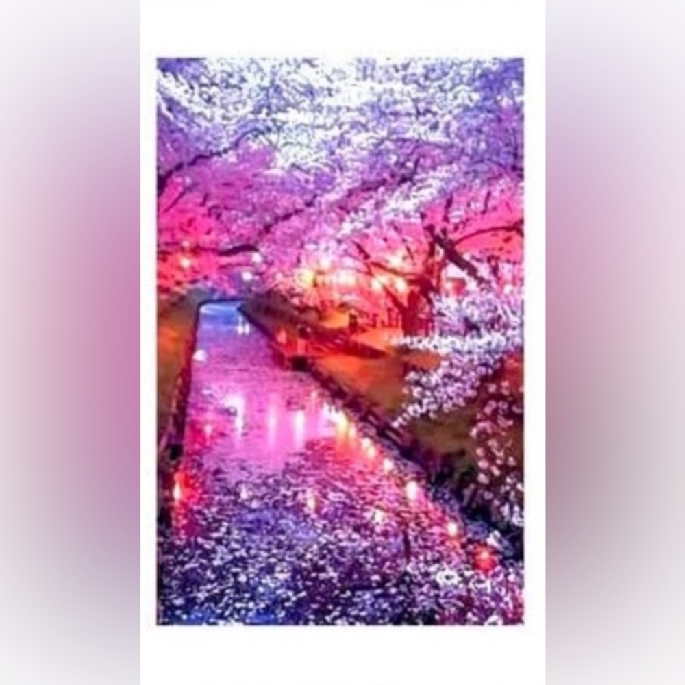 Serene Pink Cherry Blossom Tree Garden Landscape Canvas Art 1 pc Framed …